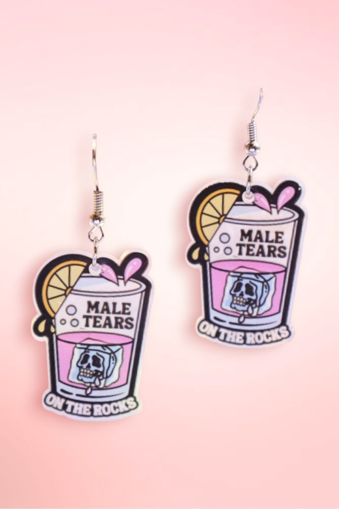 Male Tears on the Rocks tatement Acrylic Earrings
