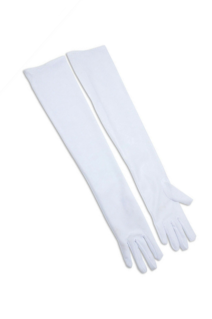 White  Satin Opera Elbow Length Gloves 14"