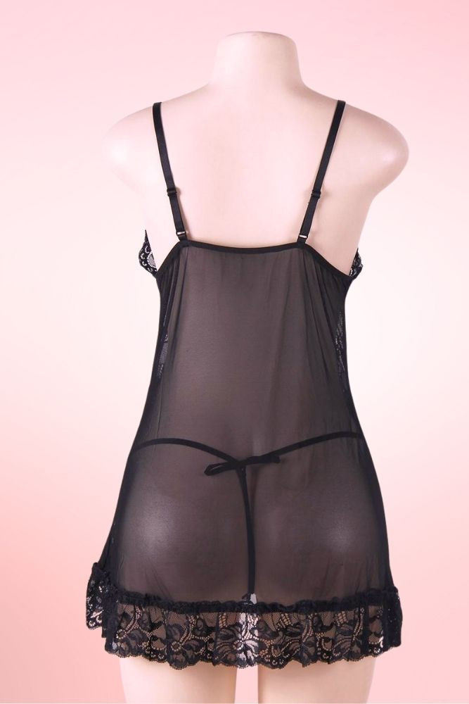Julia Floral Black Lace Nightie