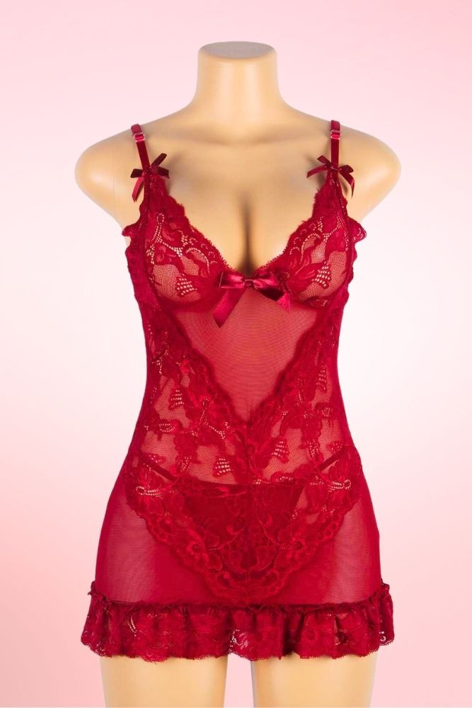 Julia Maroon Red Lace Nightie