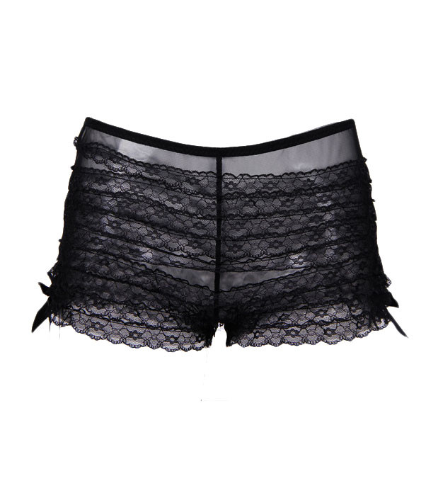 Black Retro Rumba Boyshort Panty with Black Satin Side bows