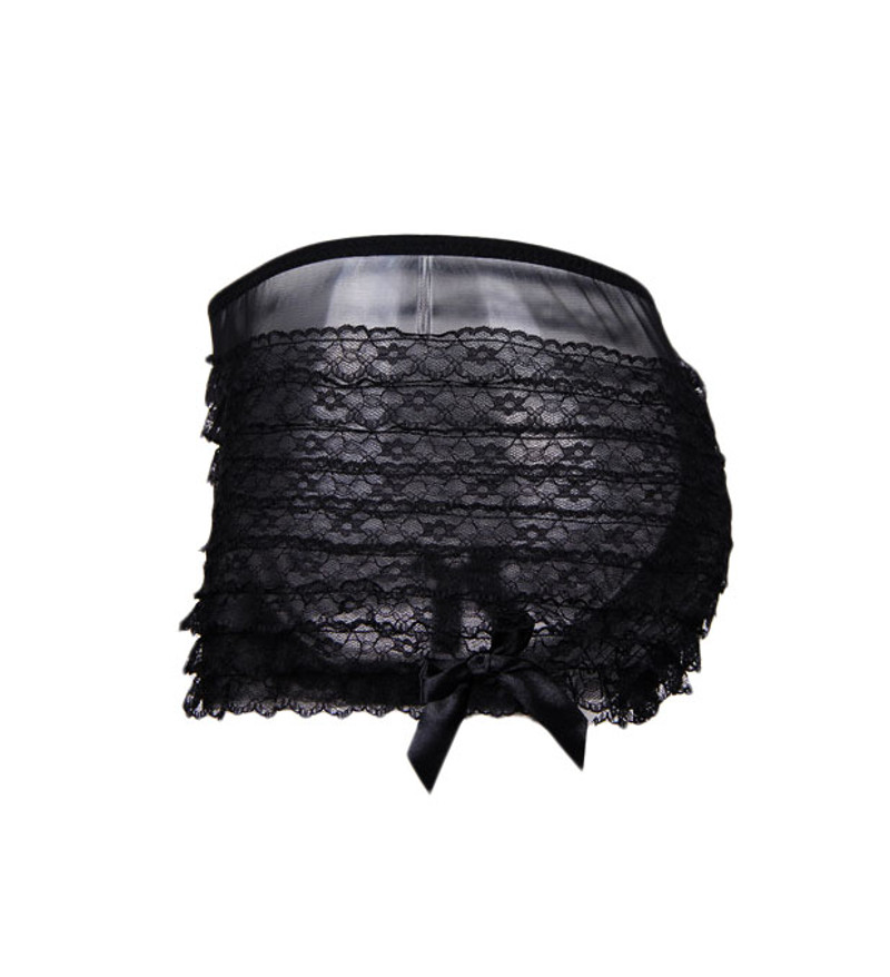 Black Retro Rumba Boyshort Panty with Black Satin Side bows