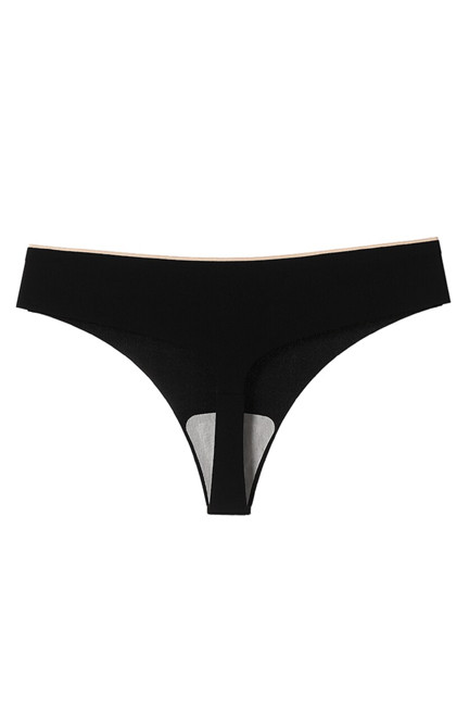 Seamless Laser Cut  Moisture Wicking Lined Barely There Thong 