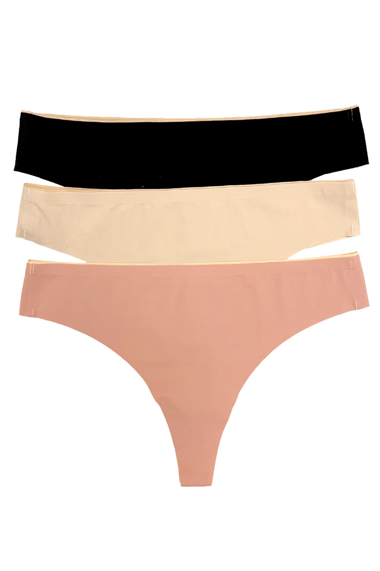 Seamless Laser Cut  Moisture Wicking Lined Barely There Thong 