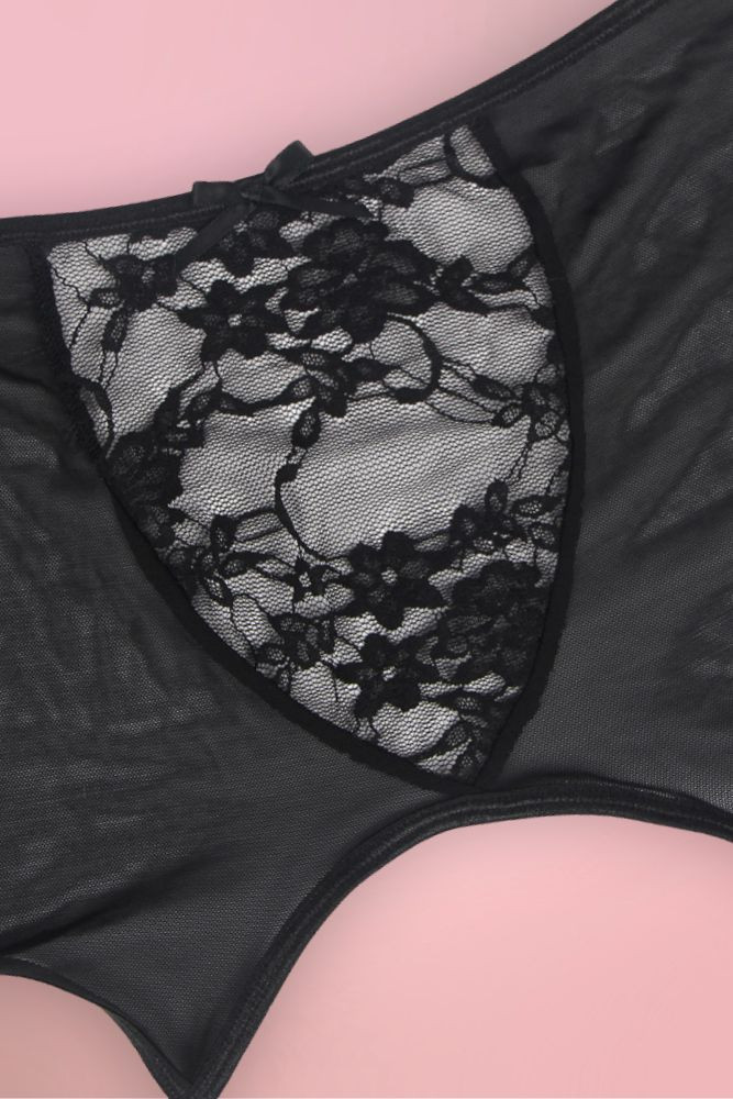 actual product close up pictire of the lace detail of the garter belt