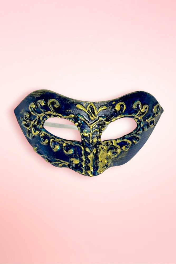 Navy Gold Vintage Handmade Art Venetian Masquerade Mask