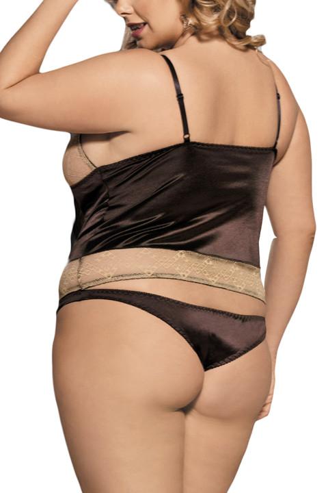 Velma Chocolate Lace Camisole Lingerie Set Plus Size