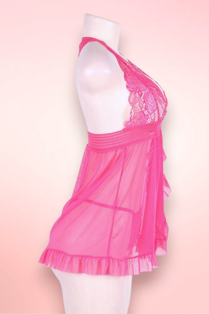 Tammy Pink Open Front Babydoll