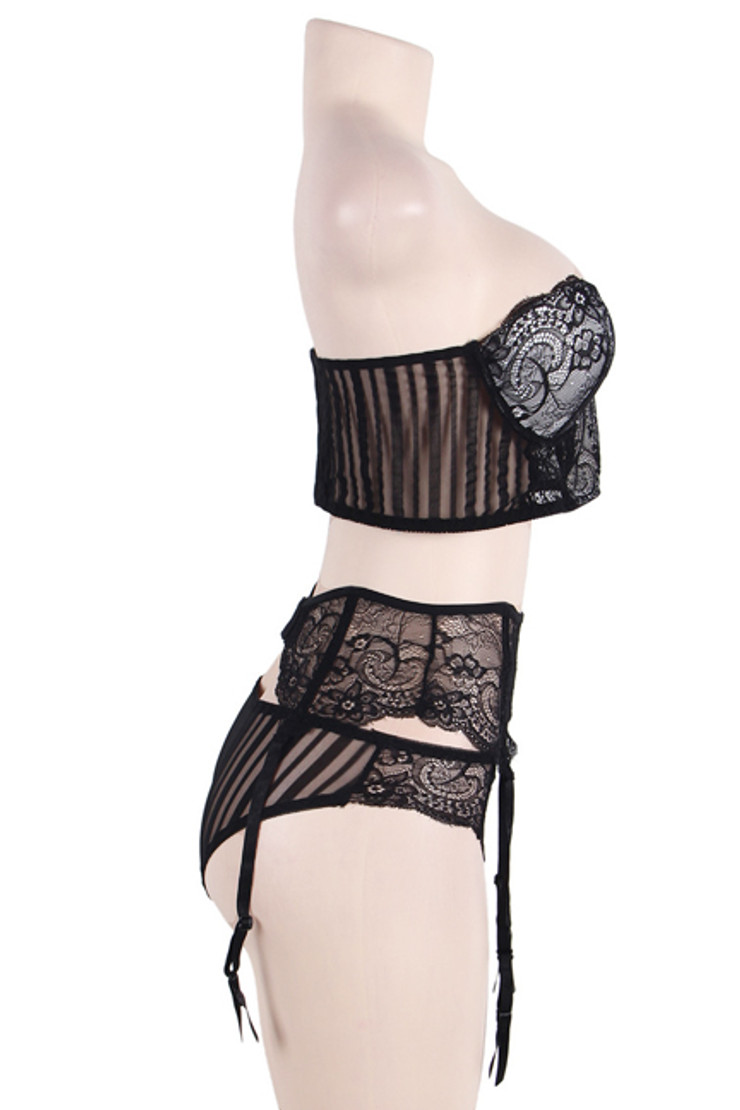Daphne Lace Bustier Garter Belt Lingerie Set
