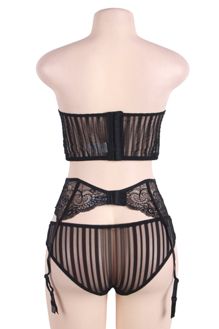 Daphne Lace Bustier Garter Belt Lingerie Set