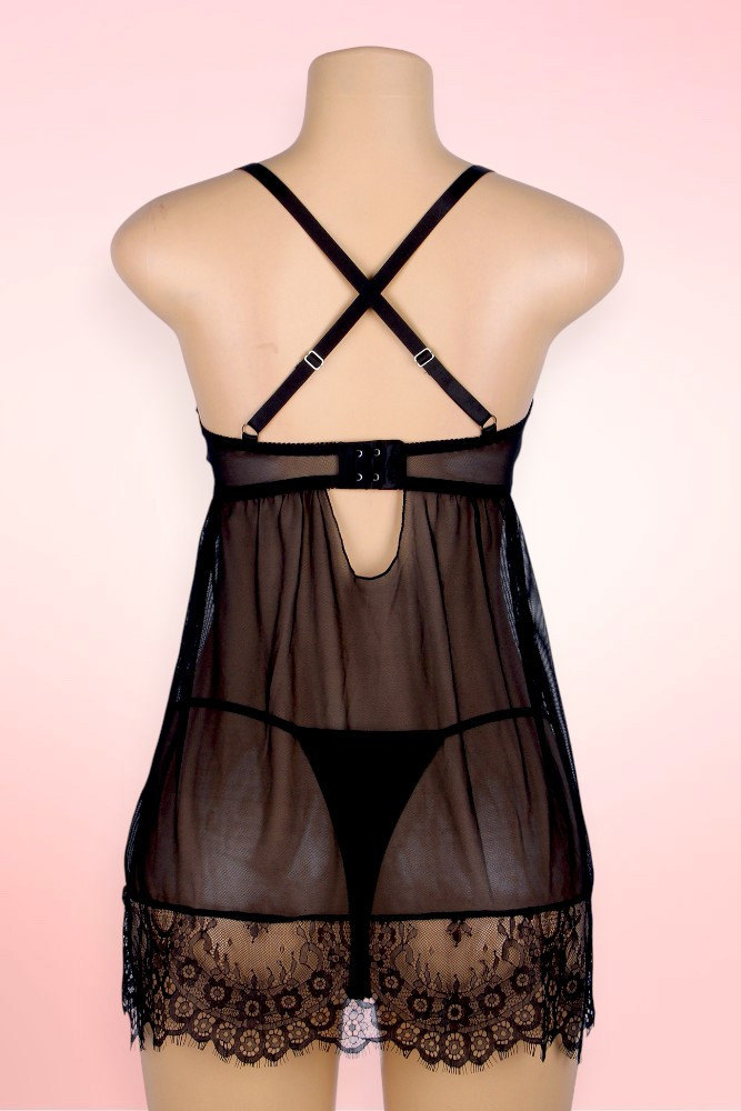 Penelope Black underwire Push up Babydoll