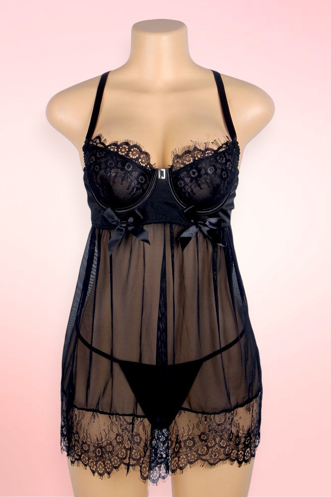 Penelope Black underwire Push up Babydoll