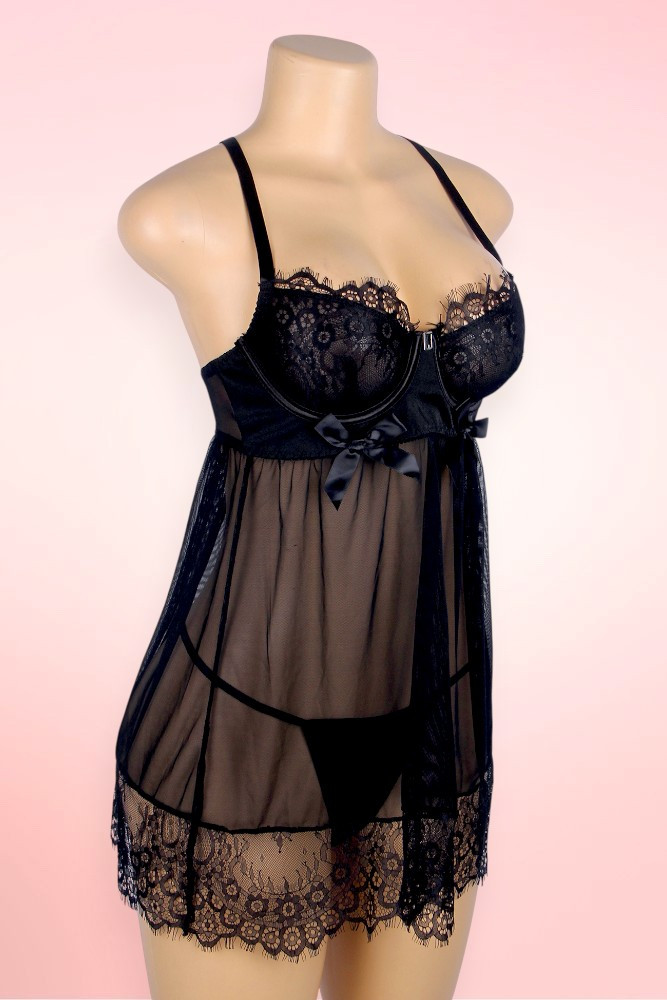 Penelope Black underwire Push up Babydoll