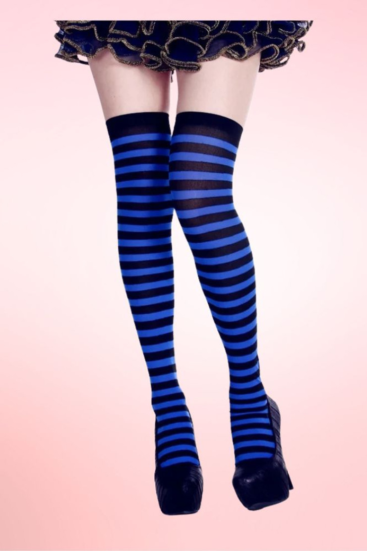 Striped Color Over the Knee High Long Poly Cotton Socks