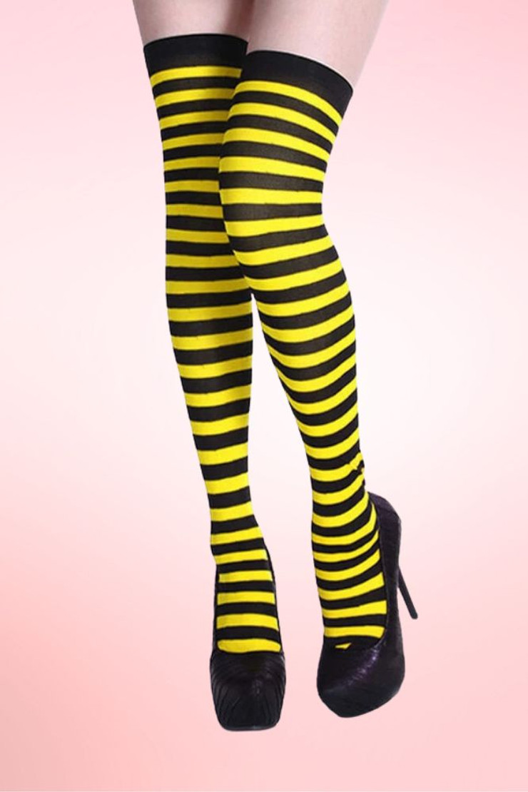 Striped Color Over the Knee High Long Poly Cotton Socks
