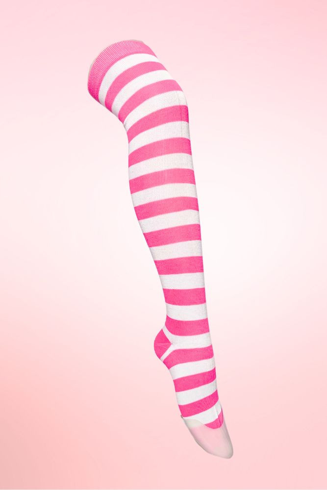 Striped Color Over the Knee High Long Poly Cotton Socks