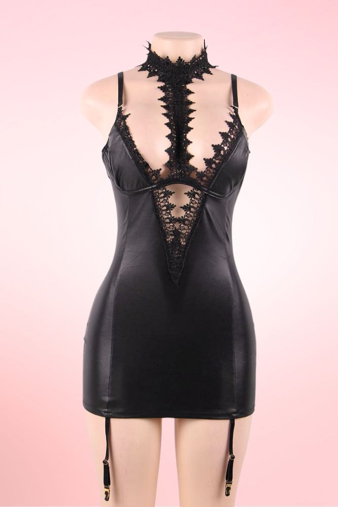 Ivana Vinyl Leather Garter Lingerie Dress
