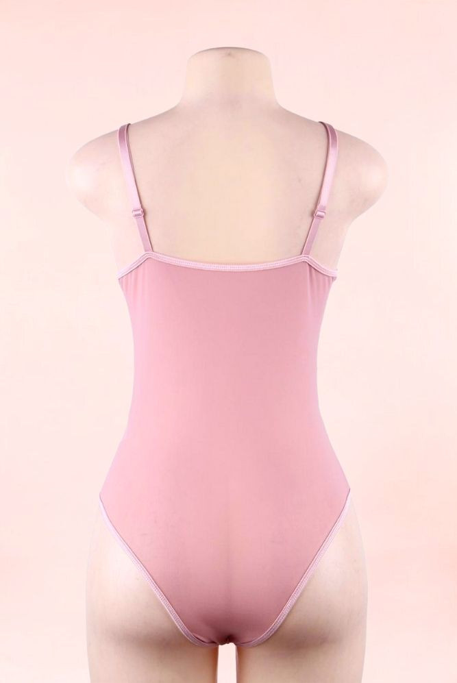 Naomi  Old Rose Lace Bodysuit Teddy Lingerie  actual product picture on a mannequin backview 