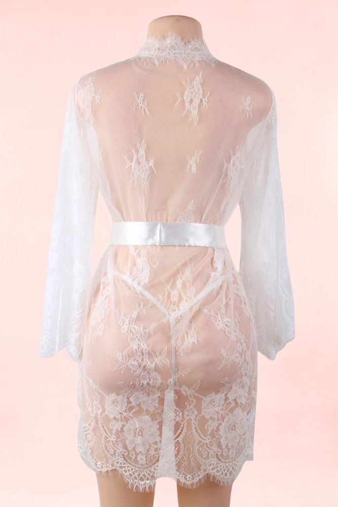 Debbie White Lace Bridal Robe