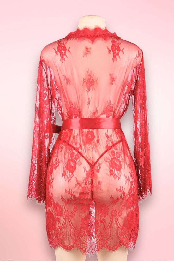 Debbie Red Lace Robe