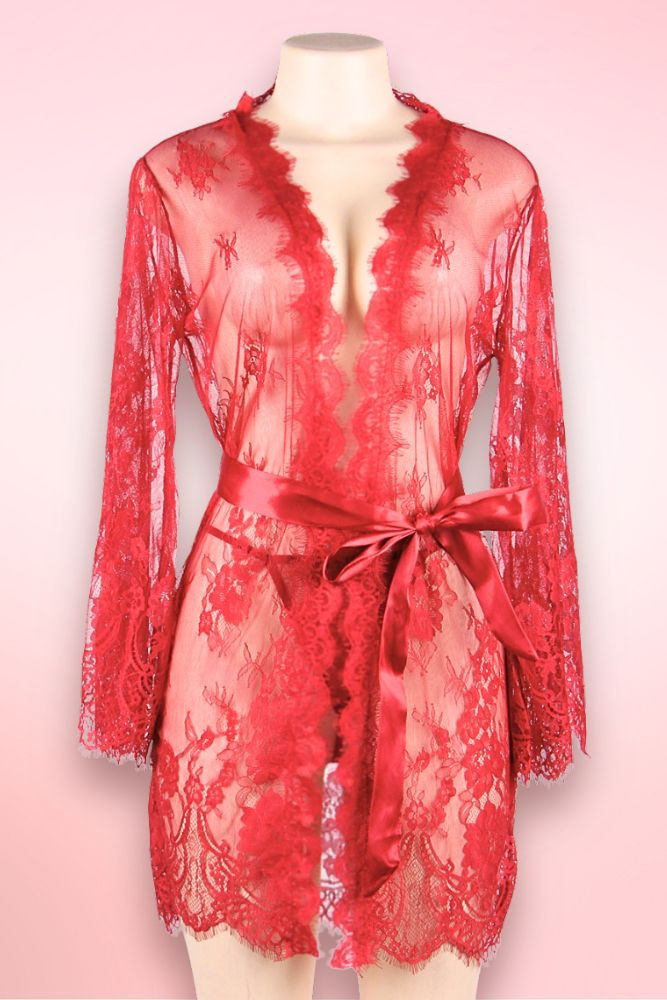 Debbie Red Lace Robe