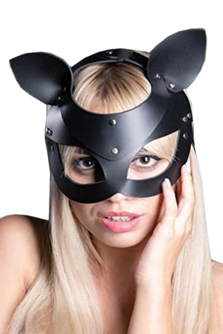 Cat Woman Faux Leather Bondage Mask