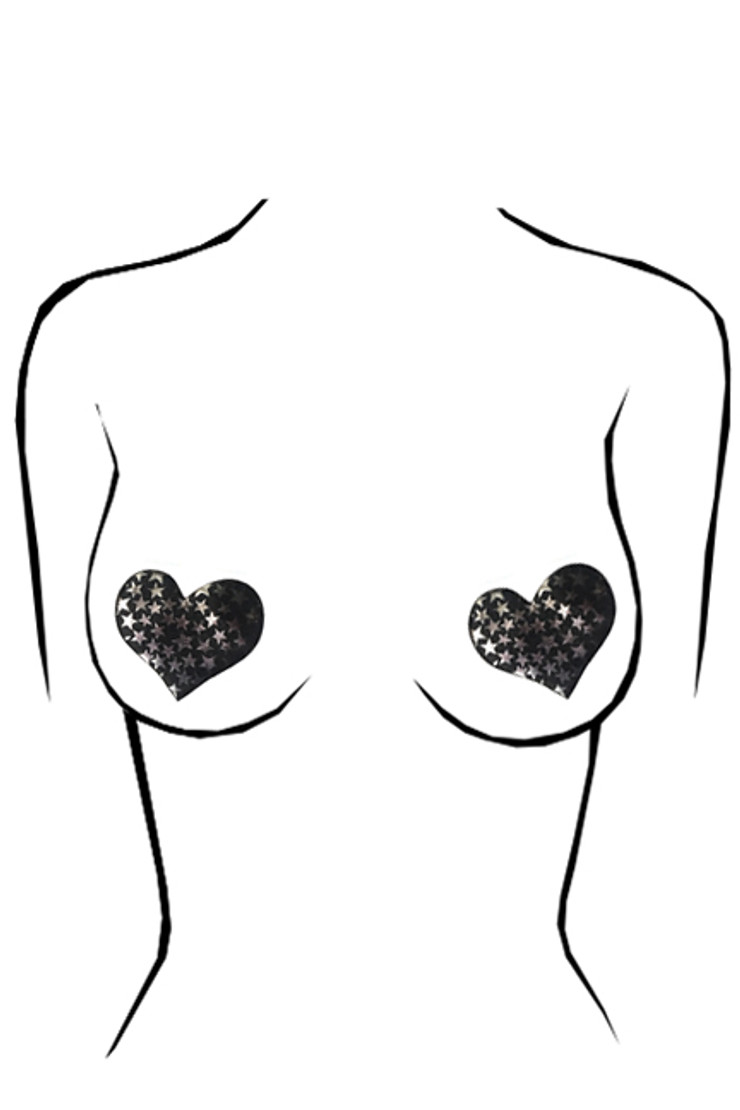 Black Heart Disposable Nipple Pasties 2 pairs