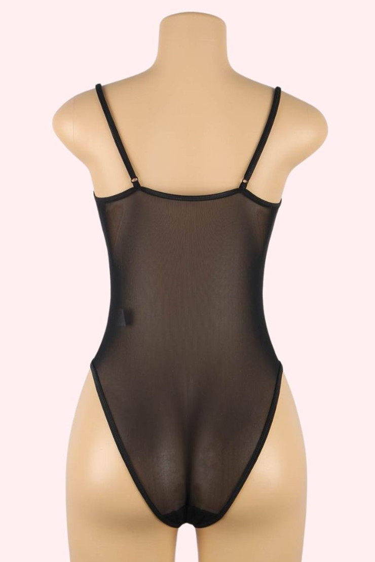 Belinda black lace Bodysuit Teddy Lingerie actual product photo on a mannequin back view