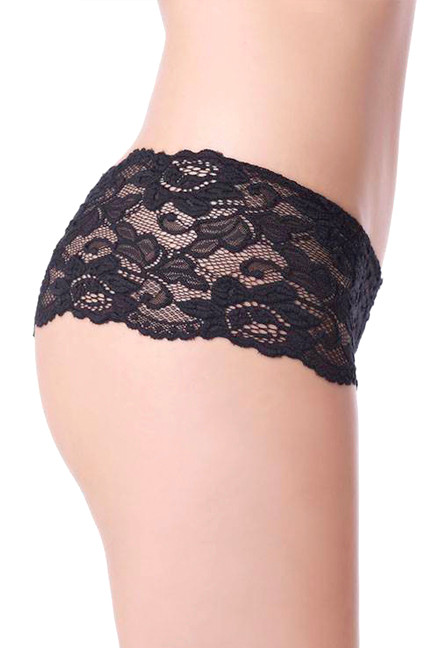 Sexy Black Floral Lace Cheeky Panty