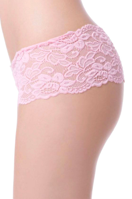 Sexy Baby Pink Floral Lace Cheeky Panty Plus Size