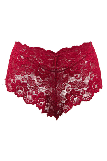 Red Floral Lace Cheeky Panty