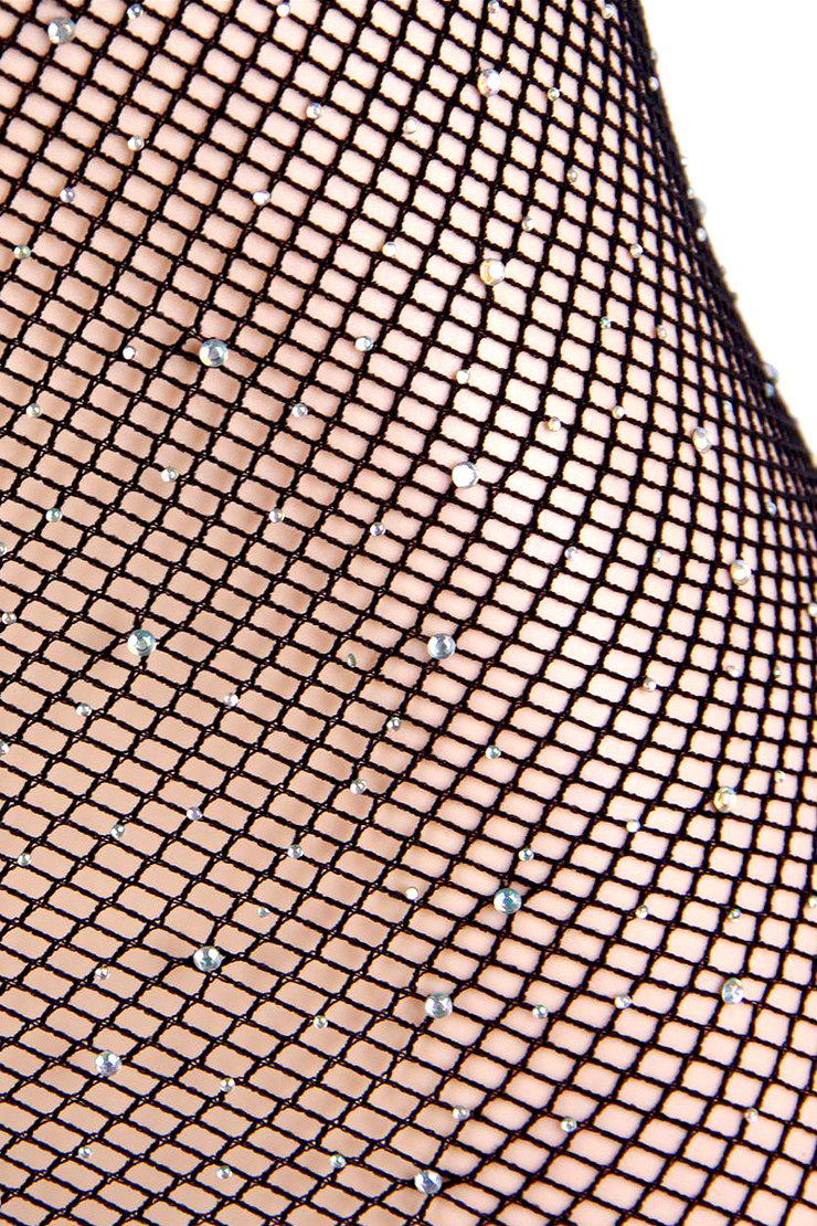 Sparkle Fishnet Rhinestone Tube Mini Dress Body Stockings Plus Size