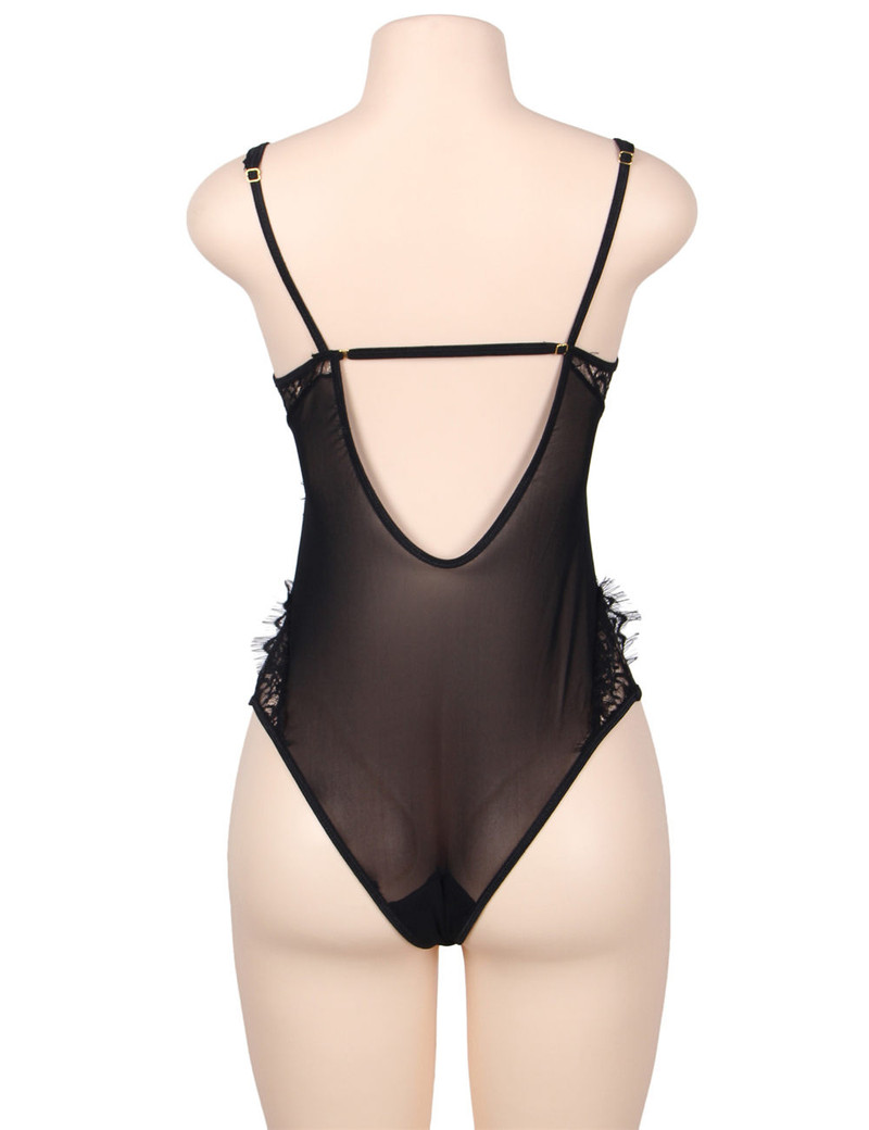 Georgia Lace Mesh Underwire Bodysuit Teddy Plus Size