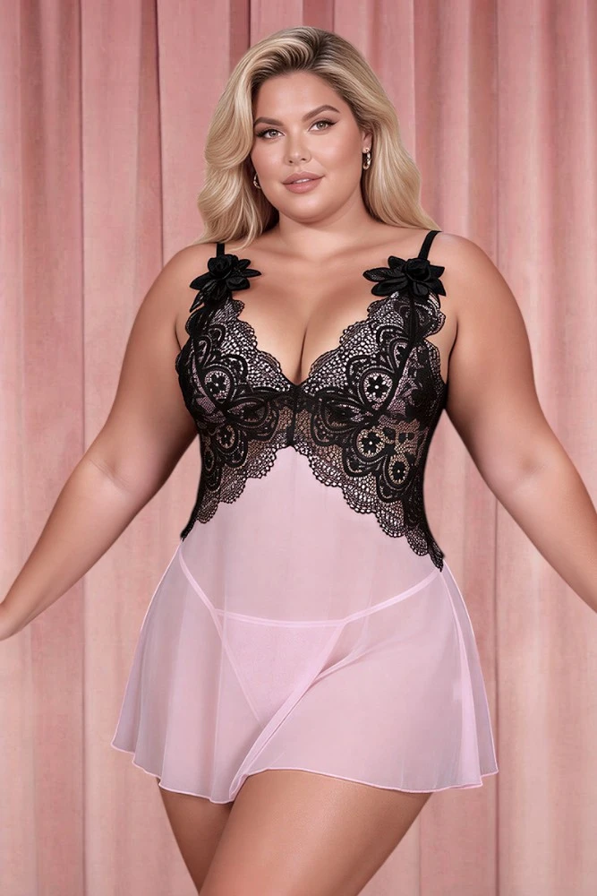 Heidi Plus Size Pink Babydoll