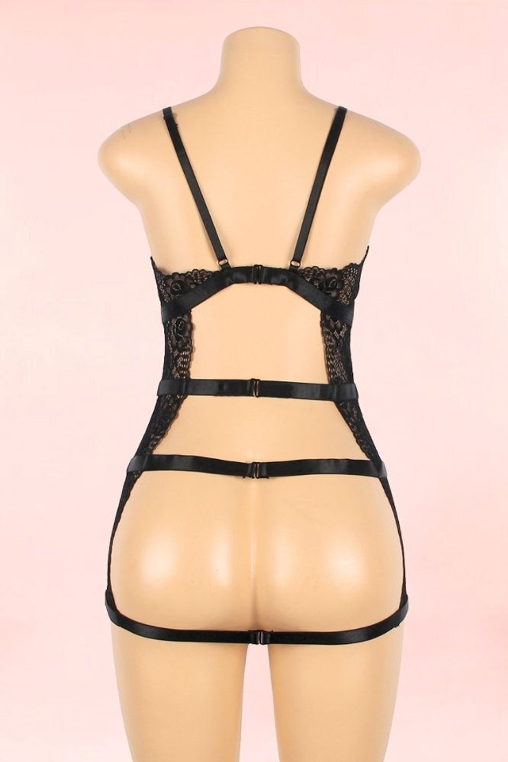 Evanna Lace Faux Leather Vinyl Chemise