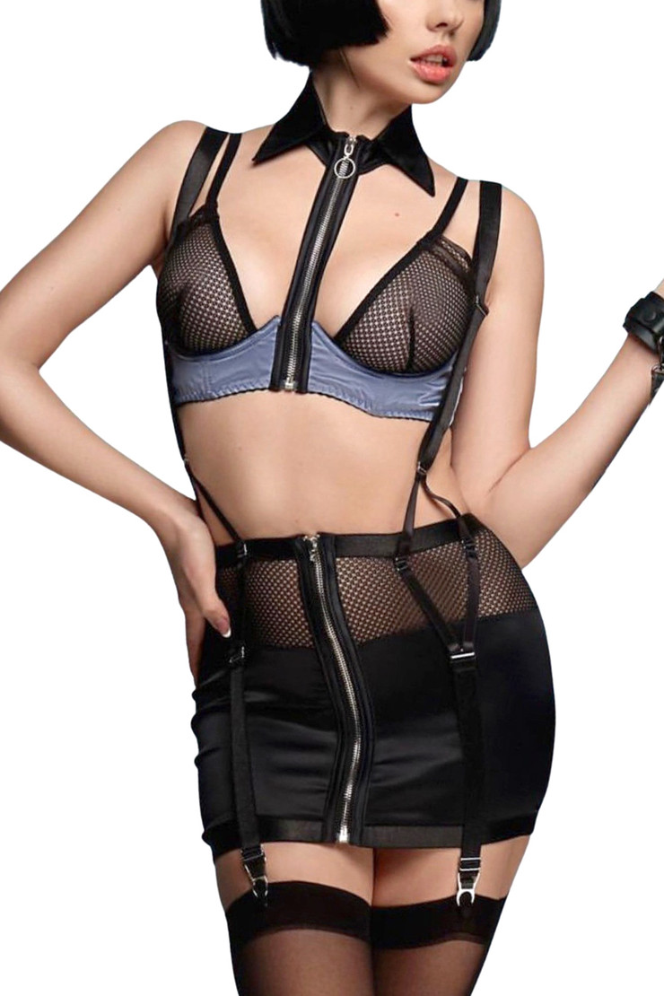 Sexy Cop Fishnet Garter Suspender Costume Lingerie