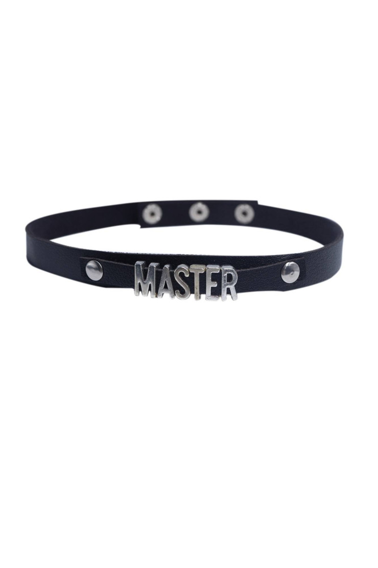 Master Faux Leather Bondage Choker  Letter Necklace