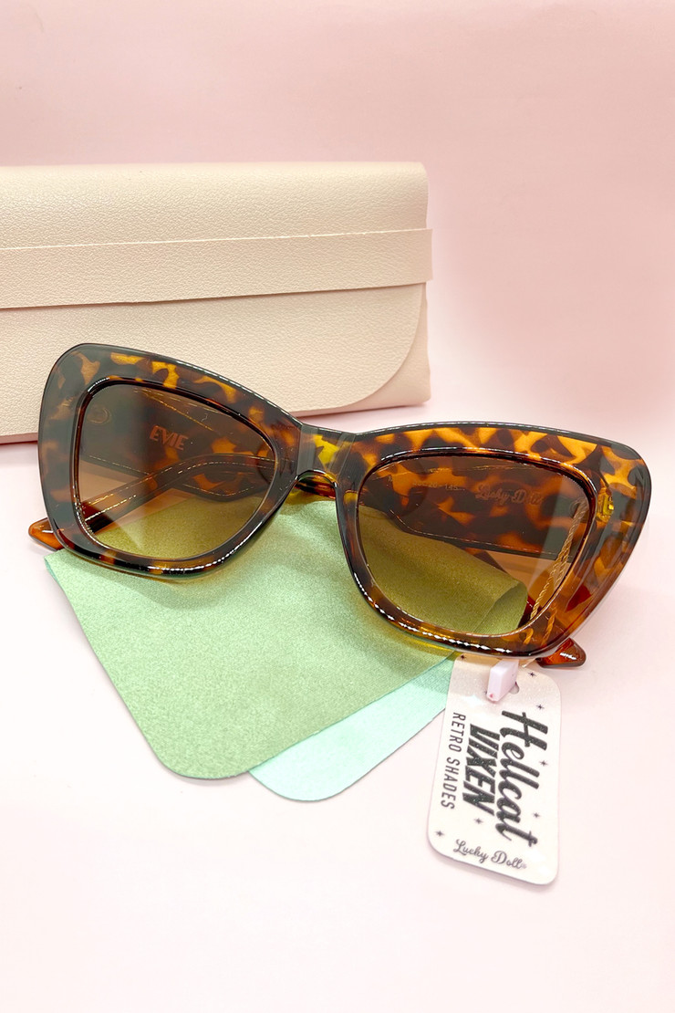 Evie Tortoise Wide Cat Eye Old Hollywood Retro Sunglasses