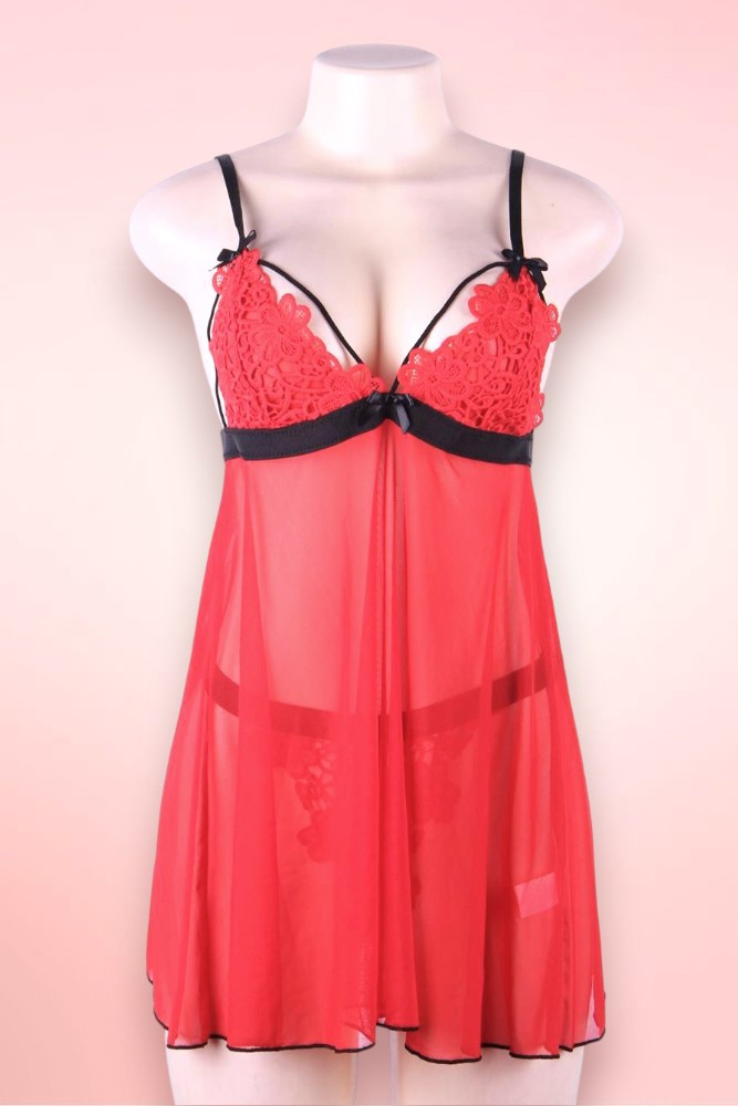 Dana Red Embroidered Babydoll Plus Size