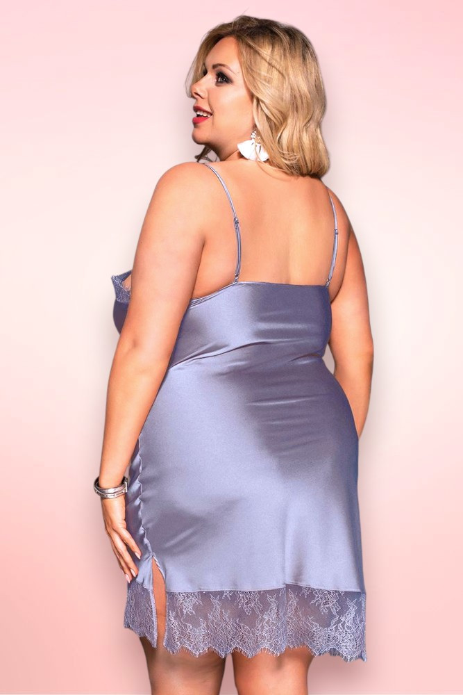 Mabel Lavender Satin Plus Size Nightie