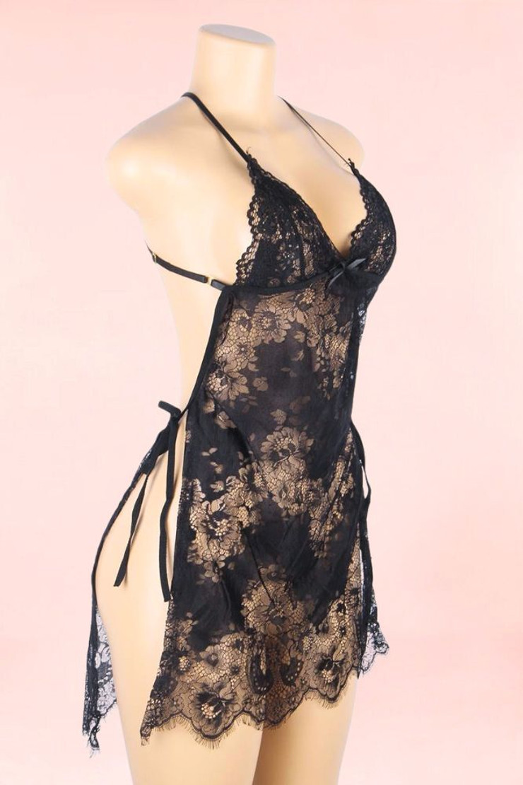 black negligee gown on a mannequin