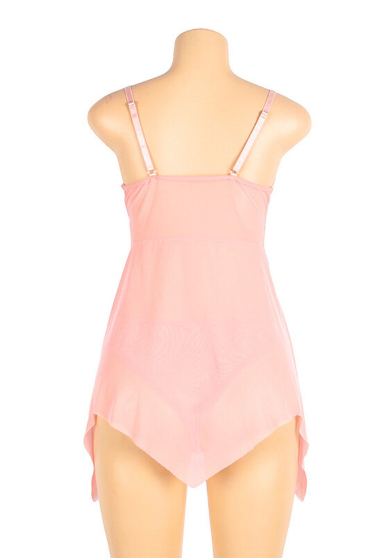 Fernie Pastel Peach Plus Size Asymmetric Classic Fairy Babydoll