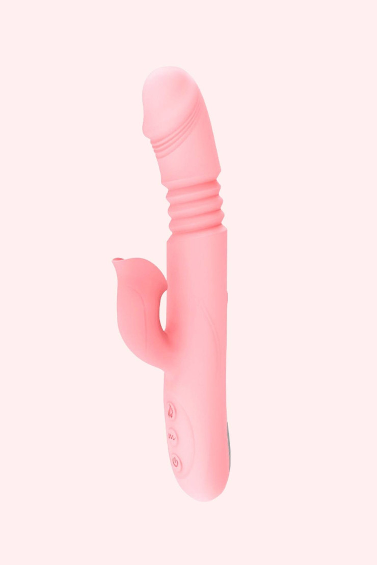 Front view of the  Nicholas Thrusting and Rotating rechargeable dildo vibrator.