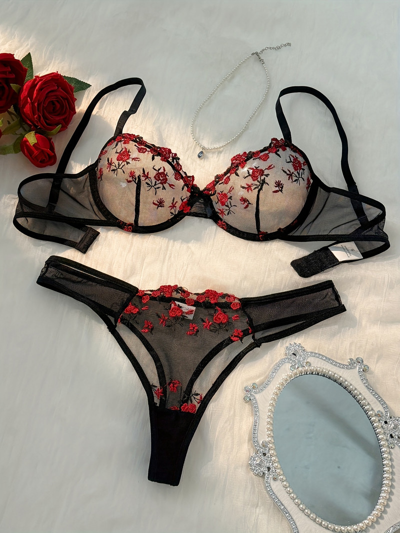 Ashley Black Lace Bra and Panty Lingerie Set