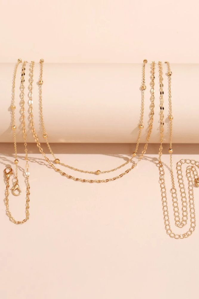 Gold Double Layer Beaded Belly Waist Chain Body Jewelry