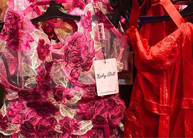 close up of lucky doll lingerie sets