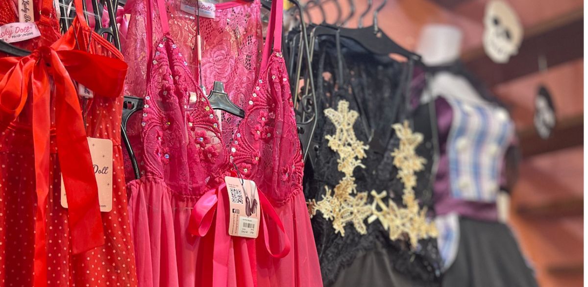 Babydolls and Lingerie hanging on display at Lucky Doll Lingerie Store in Manila