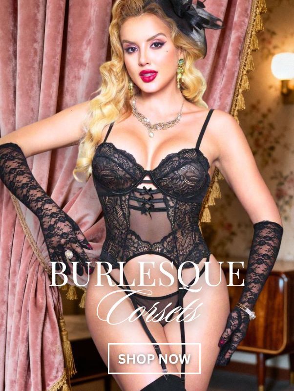 Black lingerie nighties worn by a model banner}