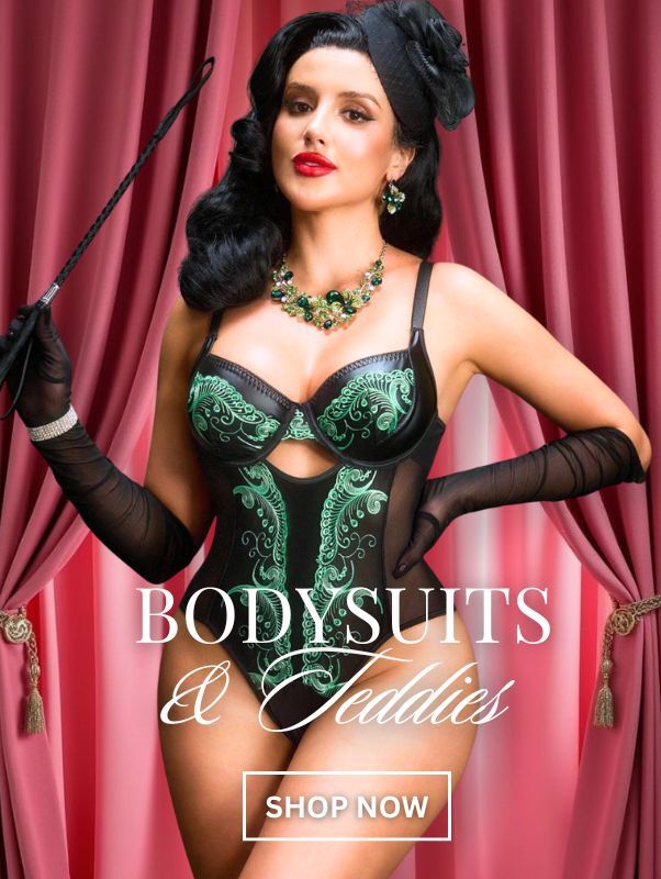 black lace crotchless panty in lace worn by a model banner