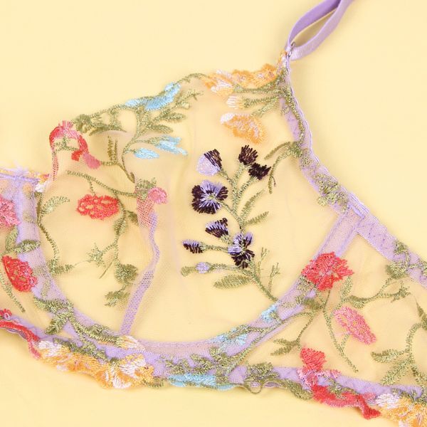 Indra floral sheer bralette upclose